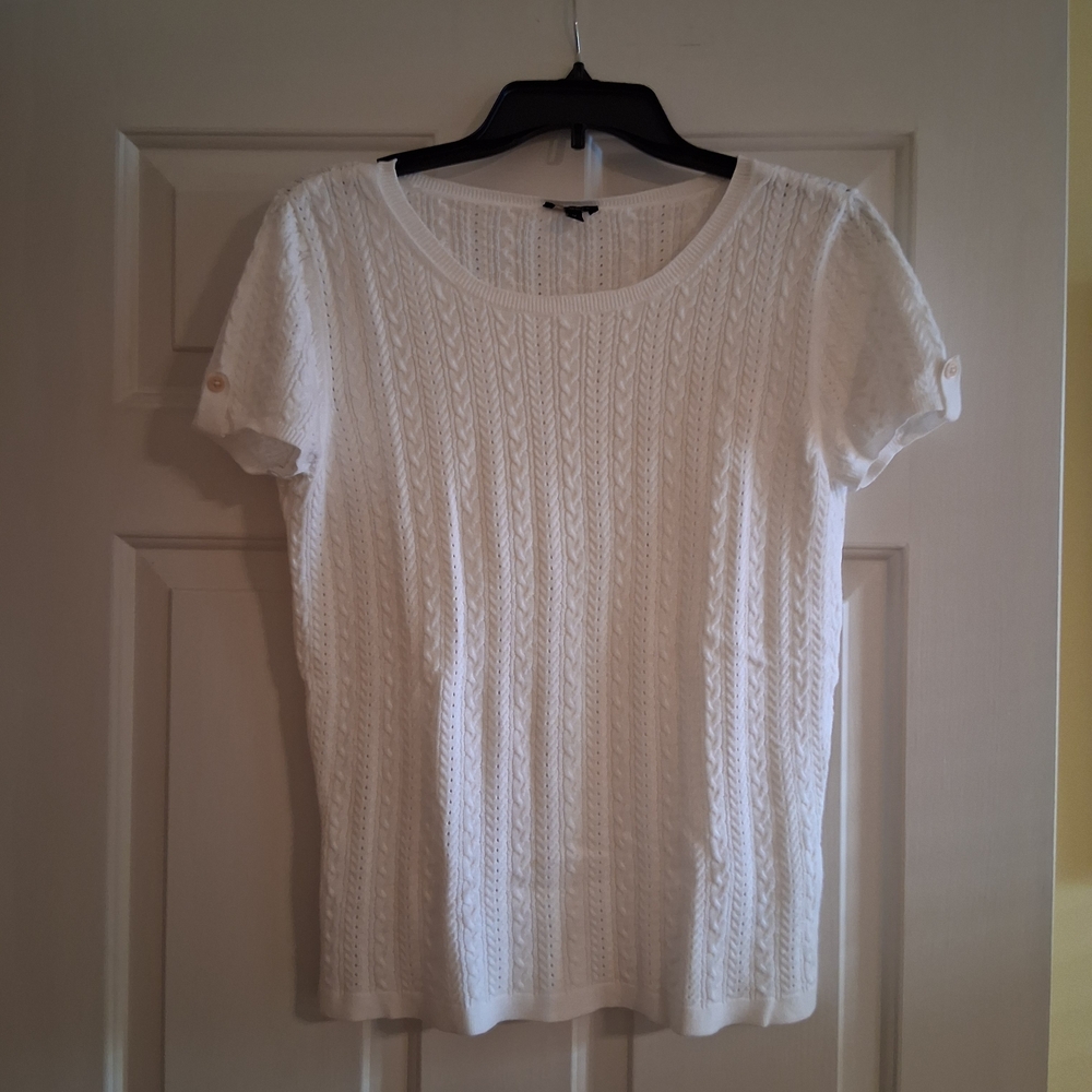 Talbots White Cable Knit Sweater